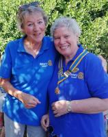 Hugs for past and presidents Nicki Little and Andrea Wilkinson